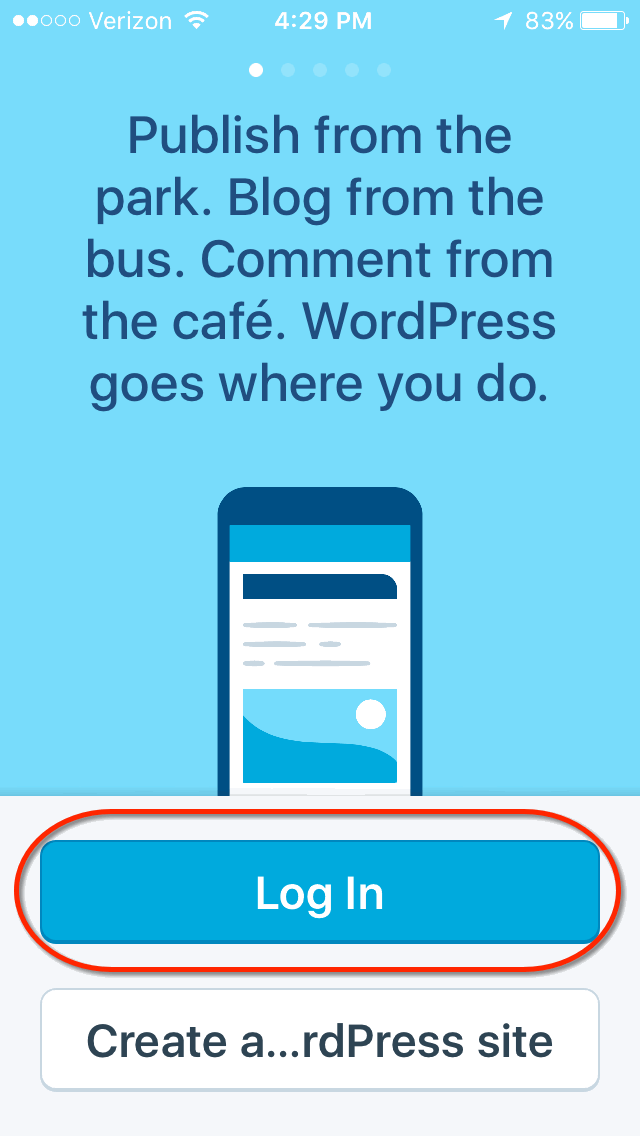 log into your WordPress site from your smartphone