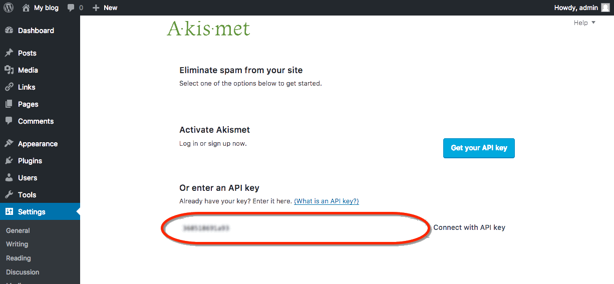 Akismet key